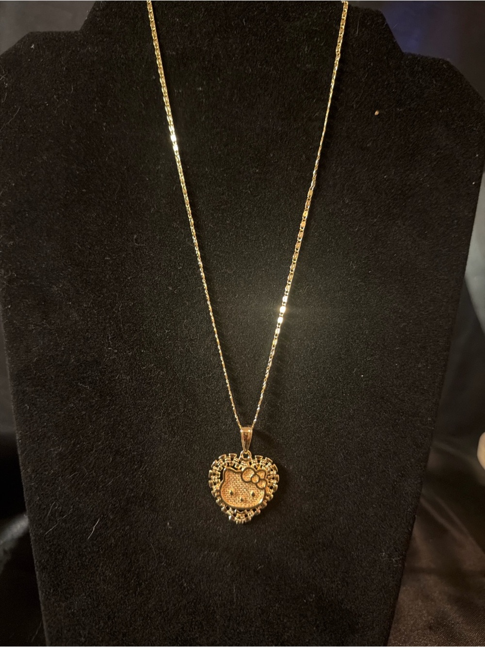 Gold Heart Pendant Necklace with Cute Character Motif - Women Jewelry